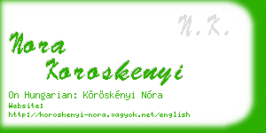 nora koroskenyi business card